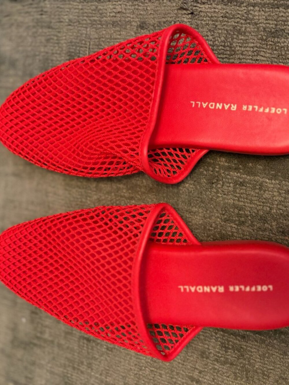 Loeffler Randall Red Mesh Mule Flats Slides Size 8
